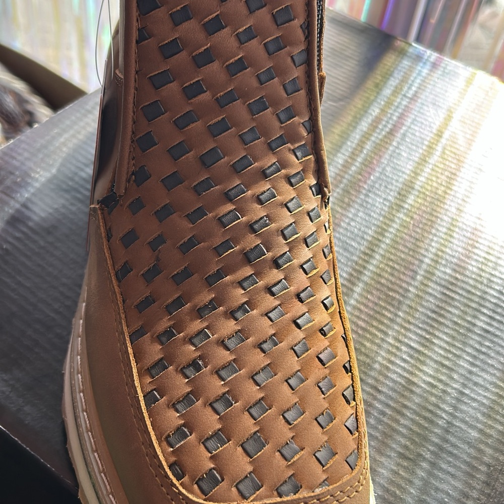 Brown Woven Leather Loafers